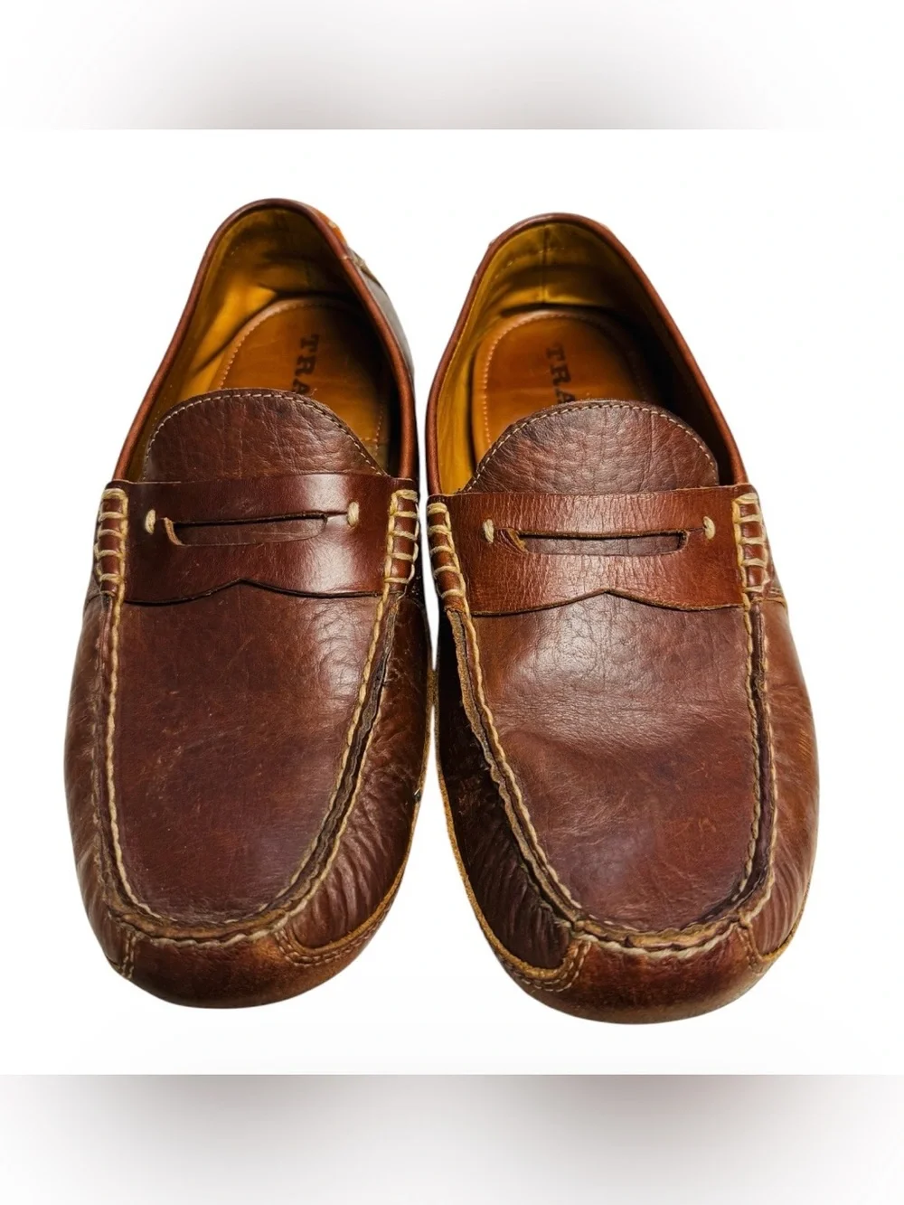 Trask Derek Men's Brown Leather Penny Loafers Moccasin Slippers Size 9M